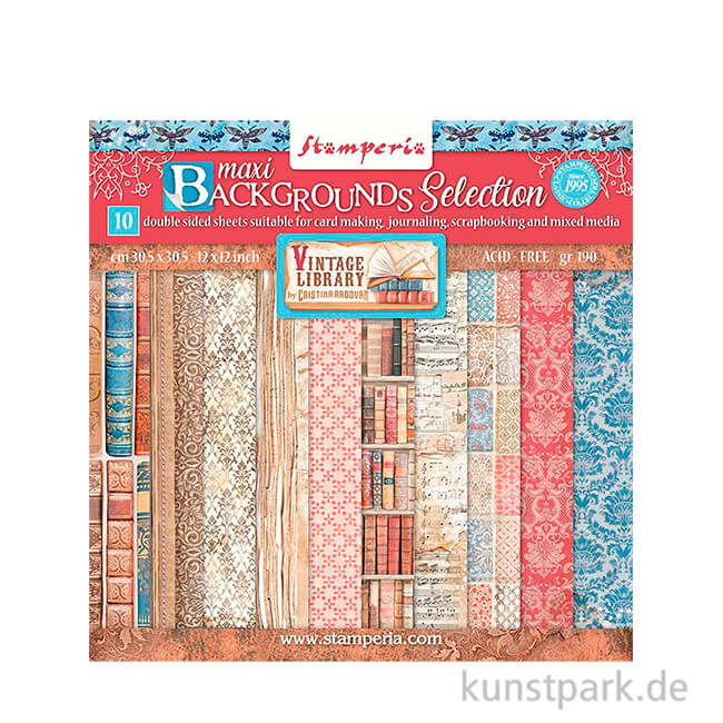 Artikelbild 1 des Artikels “Stamperia Scrapbooking Pad - Vintage Library Backgrounds, 20,3 cm “
