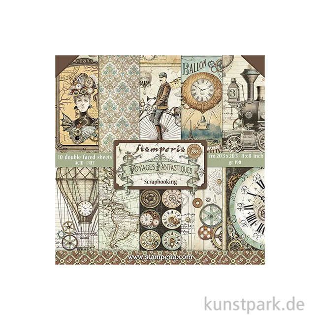 Artikelbild 1 des Artikels “Stamperia Scrapbooking Pad - Voyages Fantastiques, 20,3 x 20,3 cm “
