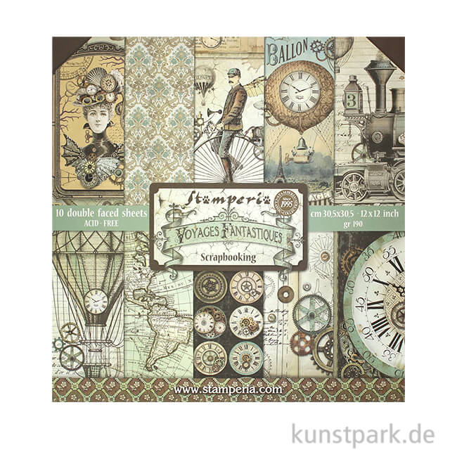 Artikelbild 1 des Artikels “Stamperia Scrapbooking Pad - Voyages Fantastiques, 30,5 x 30,5 cm “