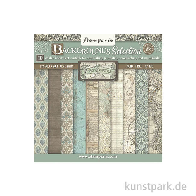 Artikelbild 1 des Artikels “Stamperia Scrapbooking Pad - Voyages Fantastiques Backgrounds, 20,3 cm “