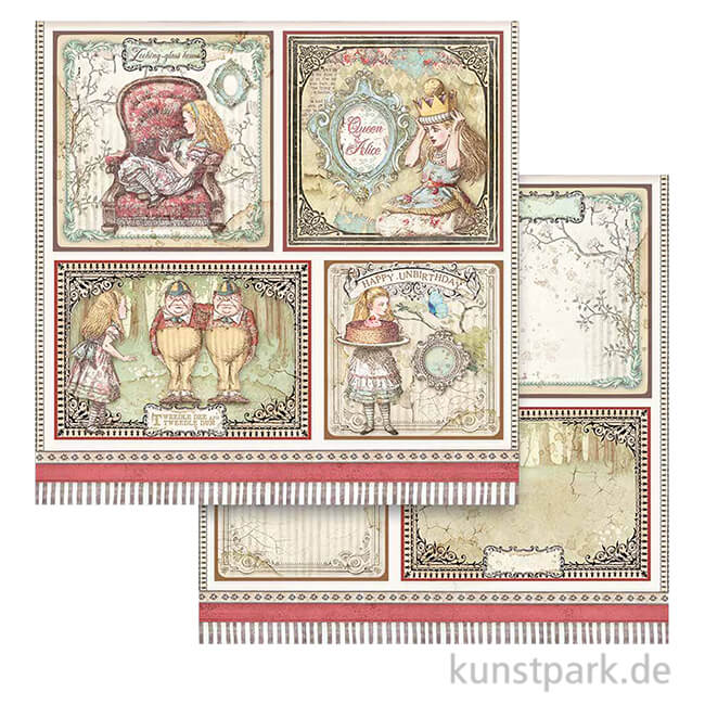 Artikelbild 1 des Artikels “Stamperia Scrappapier - Alice 4 Cards, 30,5x30,5 cm “