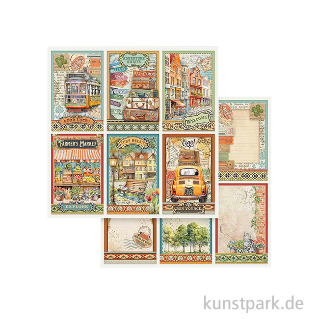 Artikelbild 1 des Artikels “Stamperia Scrappapier - Art of Travelling 6 Cards, 30,5 x 30,5 cm “