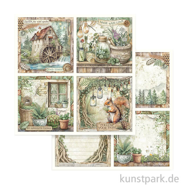 Artikelbild 1 des Artikels “Stamperia Scrappapier - Herbarium Silvae 4 Cards, 30,5 x 30,5 cm “