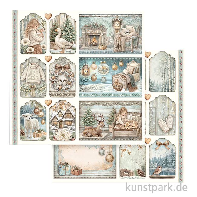 Artikelbild 1 des Artikels “Stamperia Scrappapier - White Christmas Mixed Cards Tags, 30,5 cm “