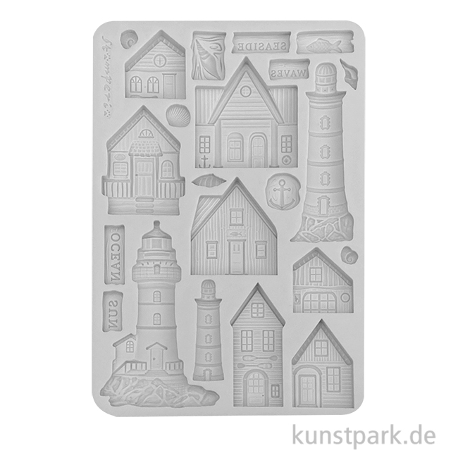 Artikelbild 1 des Artikels “Stamperia Silikon Gießform - Silent Sea Houses and Lighthouse, A5 “