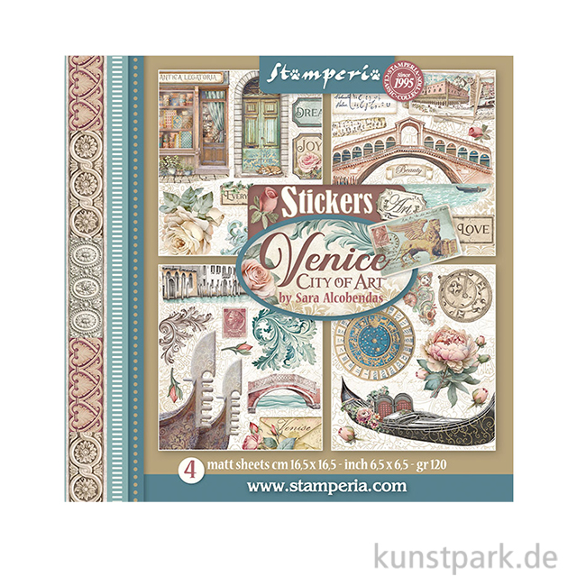 Artikelbild 1 des Artikels “Stamperia Stickers - Venice City of Art, 4 Stickerbögen “