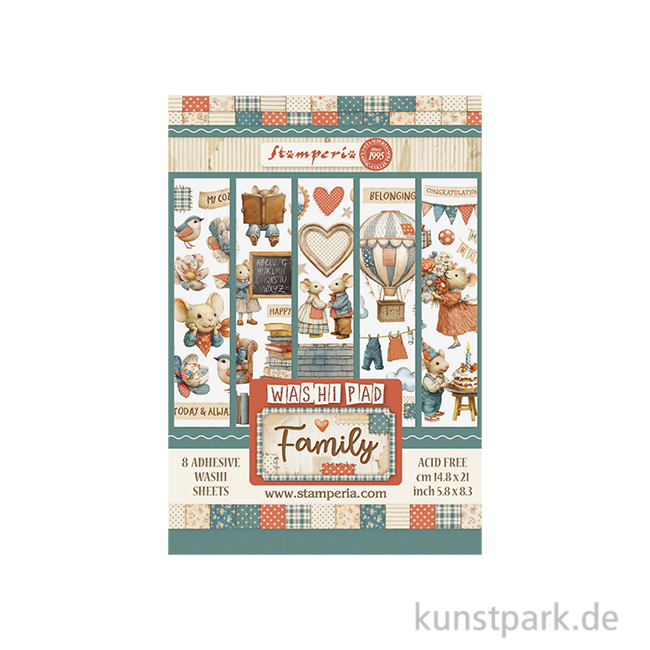 Artikelbild 1 des Artikels “Stamperia Washi Pad - Family, 8 Blatt, A5 “