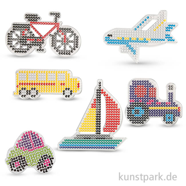 Artikelbild 1 des Artikels “Steckbrett für Bügelperlen - Transportfahrzeuge, 6 Stück sortiert “