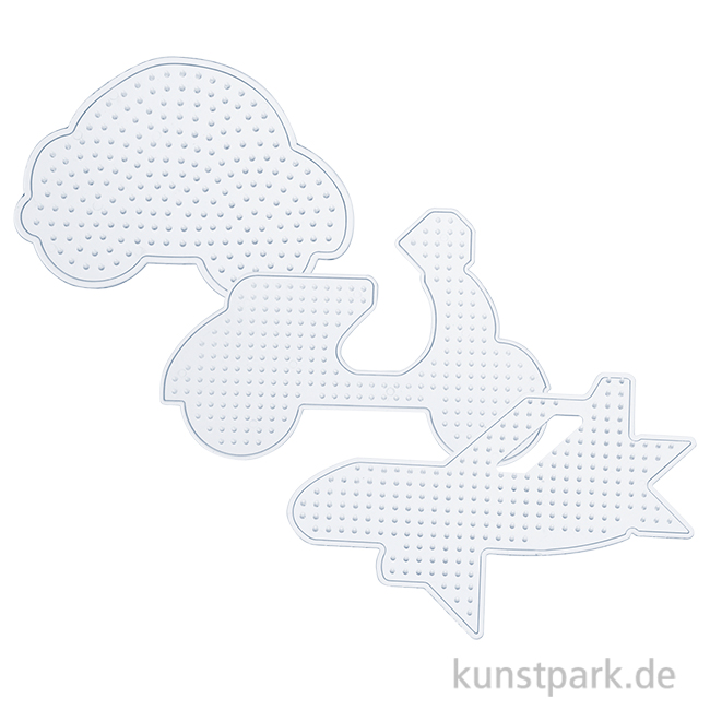 Artikelbild 1 des Artikels “Steckplatten-Set für Bügelperlen - Fahrzeuge, 3 Stück sortiert “