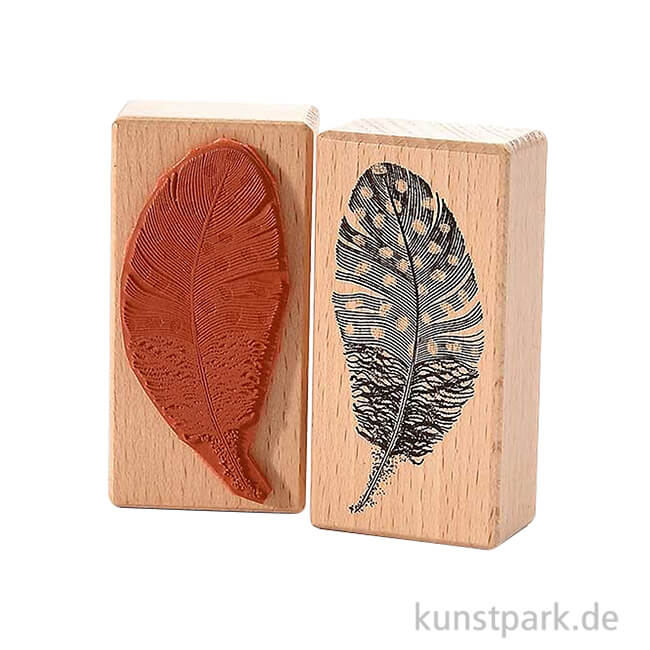 Artikelbild 1 des Artikels “Stempel - Feder mit Punkten, 4 x 8 cm “