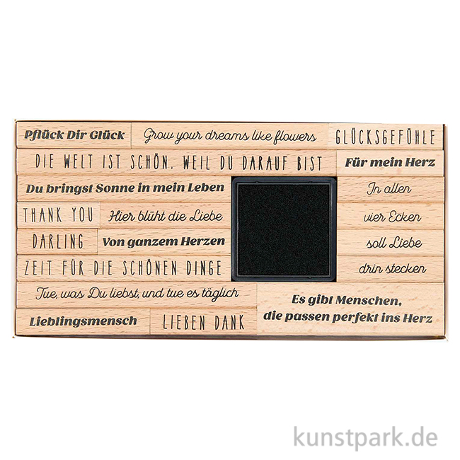 Artikelbild 1 des Artikels “Stempelset - La Vie en Rose, Poesiealbum, 19 Stempel + Stempelkissen “