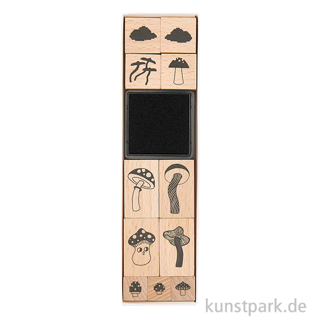 Artikelbild 1 des Artikels “Stempelset - Shrooom mit 11 Holzstempeln + Stempelkissen “