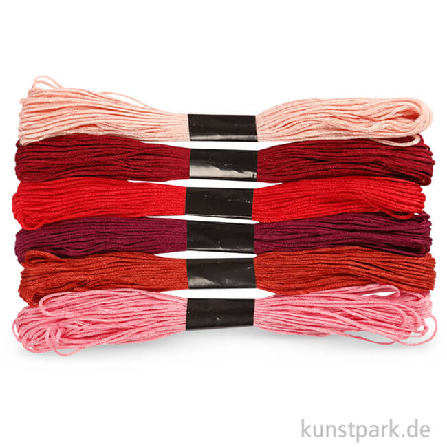 Artikelbild 1 des Artikels “Stickgarn - 1 mm, 6 Bündel sortiert, 12 g 8 m | Rottöne“