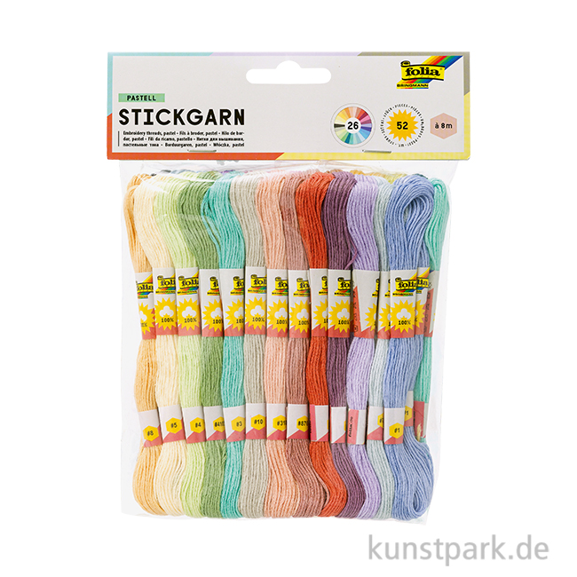 Artikelbild 1 des Artikels “Stickgarn Pastell Set, je 8 m, 52 Stück in 26 Farben “