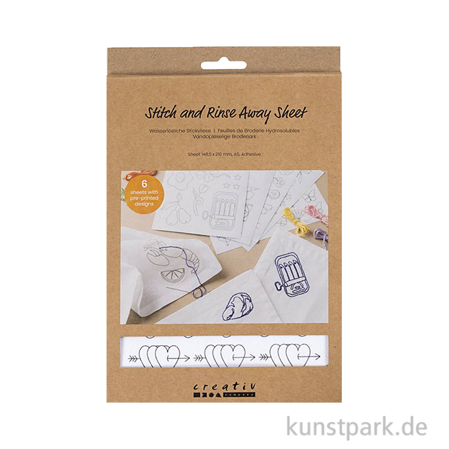Artikelbild 1 des Artikels “Stickvliese, Wasserlöslich, A5, 6 Blatt, Deko-Designs “