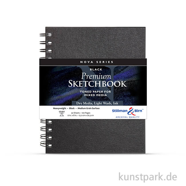 Artikelbild 1 des Artikels “Stillman & Birn Skizzenbuch NOVA Black Spiral, 50 Blatt, 150g 15,2 x 20,3 cm“