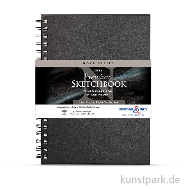 Artikelbild 1 des Artikels “Stillman & Birn Skizzenbuch NOVA Grey Spiral, 48 Blatt, 150g 17,8 x 25,4 cm“