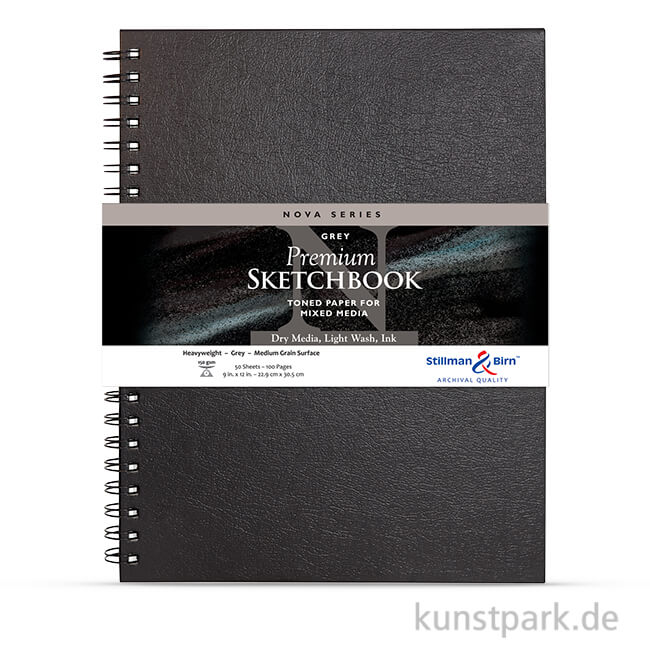 Artikelbild 1 des Artikels “Stillman & Birn Skizzenbuch NOVA Grey Spiral, 48 Blatt, 150g 22,9 x 30,5 cm“