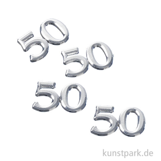Artikelbild 1 des Artikels “Streuteile - Zahl 50, Größe 1,5 cm, Silber, 4 Stück “