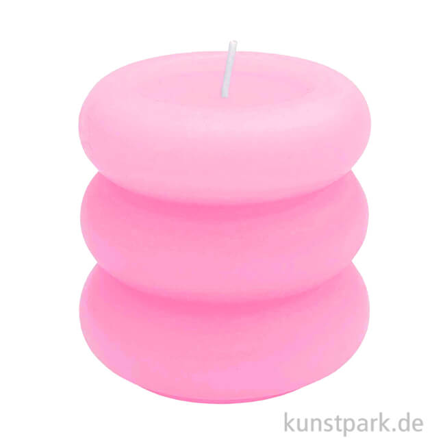 Artikelbild 1 des Artikels “Stumpenkerze - Ringe, Rosa, 7 x 7 cm “