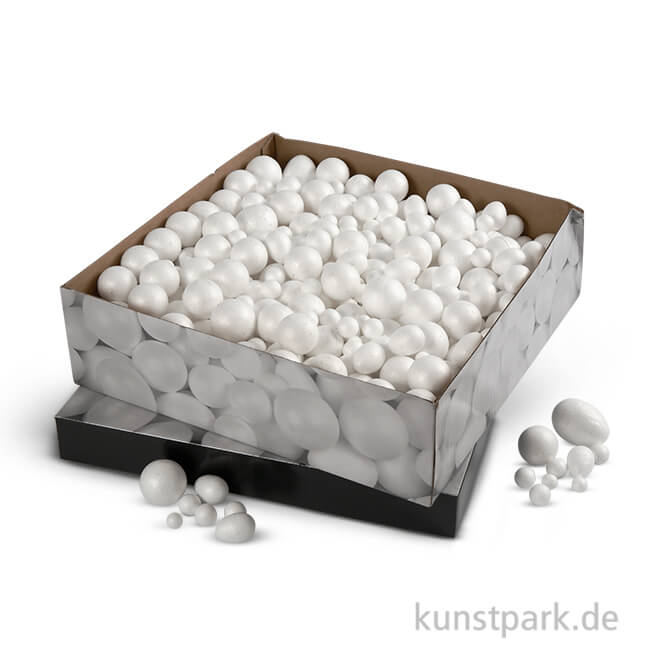 Artikelbild 1 des Artikels “Styropor - Kugeln und Eier, Größe 1,5-6,1 cm, 550 sortiert “
