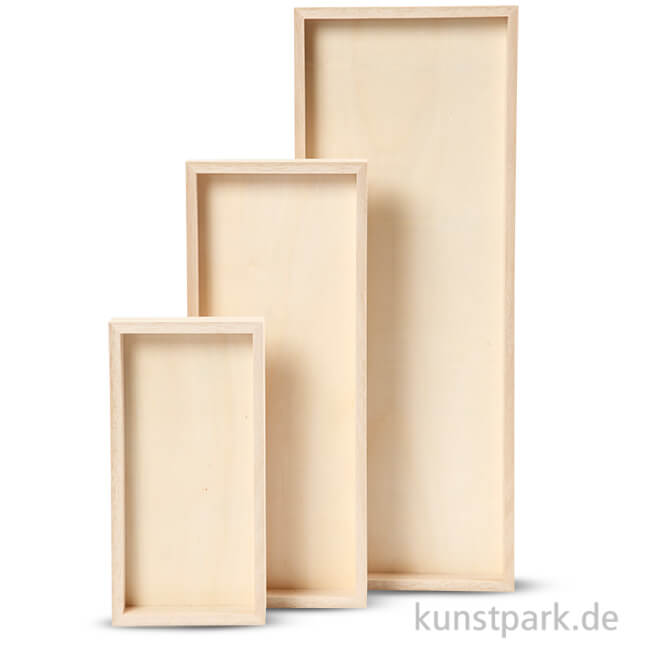 Artikelbild 1 des Artikels “Tablett aus hellem Holz - rechteckig, 20 - 40 cm, 3 Stück sortiert “
