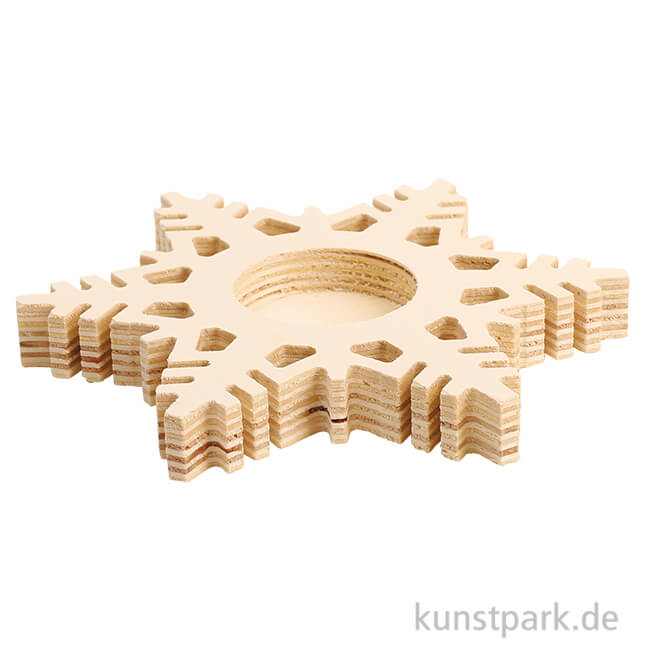 Artikelbild 1 des Artikels “Teelichthalter Schneeflocke, Holz, 150 x 150 x 18 mm “