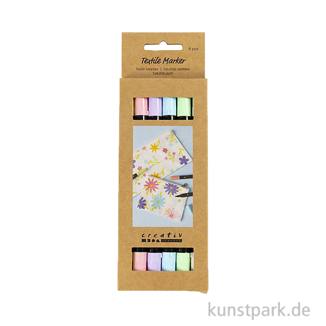 Artikelbild 1 des Artikels “Textil-Marker mit 2 Spitzen in Pastellfarben, 6er Set “