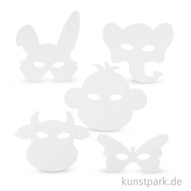 Artikelbild 1 des Artikels “Tier-Masken aus weißem Karton mit Gummiband, 16 Stück “
