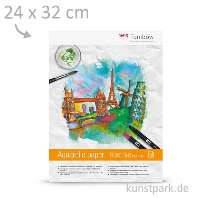 Artikelbild 1 des Artikels “Tombow Aquarellblock, 15 Blatt, 300g, 24x32 cm “