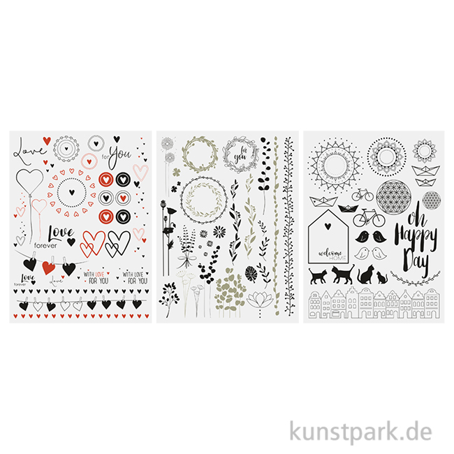 Artikelbild 1 des Artikels “Transfer Rub On 3D -  Happy Day, verschiedene Designs, 3 Bogen “