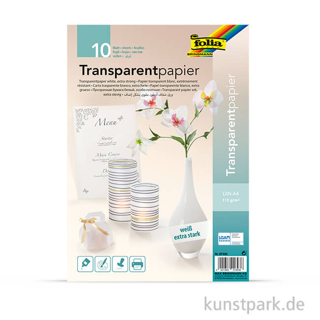 Artikelbild 1 des Artikels “Transparentpapier - weiß, 115g, DIN A4, 10 Blatt “