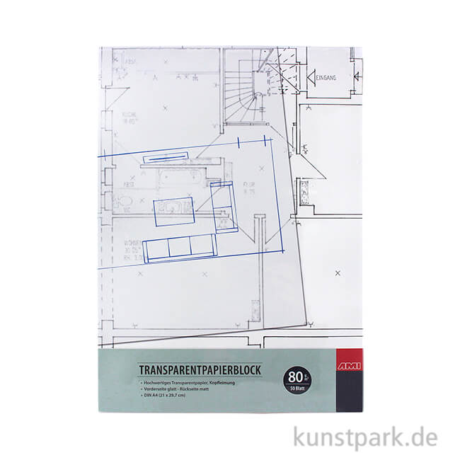 Artikelbild 1 des Artikels “Transparentpapierblock, 50 Blatt, 80 g DIN A3“