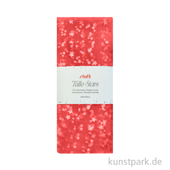Artikelbild 1 des Artikels “Tüllstoff mit Silbersternchen, Rot, 1,4 x 1 Meter “