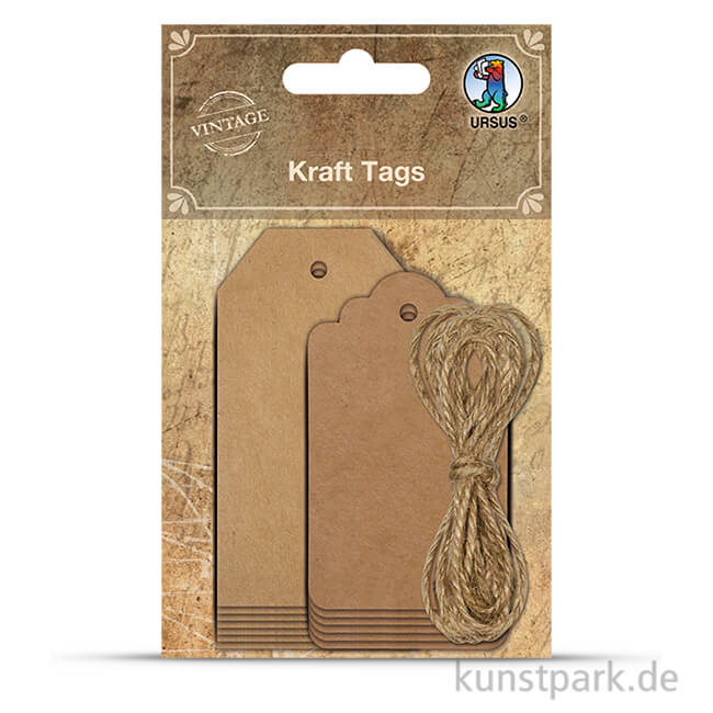 Artikelbild 1 des Artikels “Vintage Anhänger - Tag aus Kraftpapier, 12 Stück “