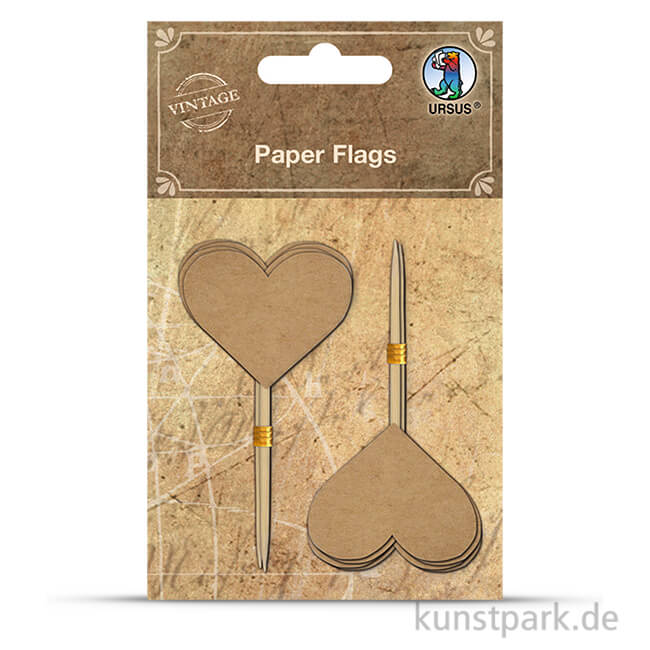 Artikelbild 1 des Artikels “Vintage Papierfähnchen - Herz aus Kraftpapier, 10 Stück “