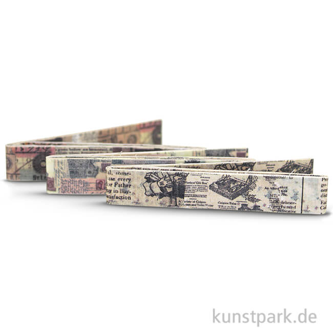 Artikelbild 1 des Artikels “Vintage Stoffbänder - Zeitung 3-er Set, 1,5 cm x 1 m, selbstklebend “