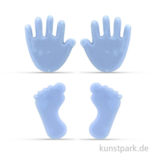 Artikelbild 1 des Artikels “Wachsmotiv - Babyfüße- und Hände, 4 Stück sortiert Hellblau“