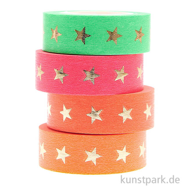Artikelbild 1 des Artikels “Washi Tape Set - Neon, Hot Foil Sterne, 4 Stück, je 10 m “