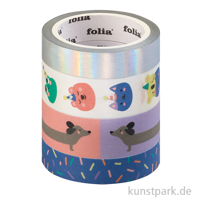 Artikelbild 1 des Artikels “Washi-Tape Set - PARTY ANIMALS, Hotfoil, 4 Rollen, je 5 m “