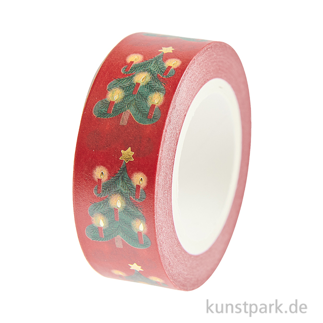 Artikelbild 1 des Artikels “Washi Tape - Weihnachtsbäume, Rot, 15 mm, 10 m Rolle “