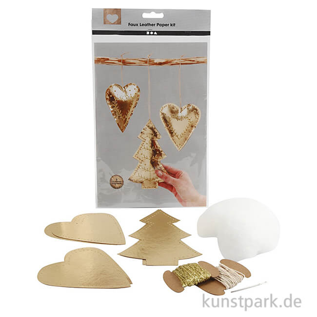 Artikelbild 1 des Artikels “Weihnachtsanhänger aus Lederpapier - Gold, 3 Designs “