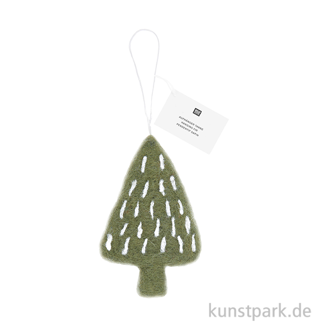 Artikelbild 1 des Artikels “Weihnachtsanhänger Tanne, Handgefilzt, Grün, 10,5 x 6 x 1,3 cm “