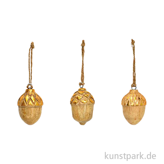 Artikelbild 1 des Artikels “Weihnachtshänger Eichel, Mangoholz, Natur/Gold, Sortiert, 5 x 6 x 5 cm “
