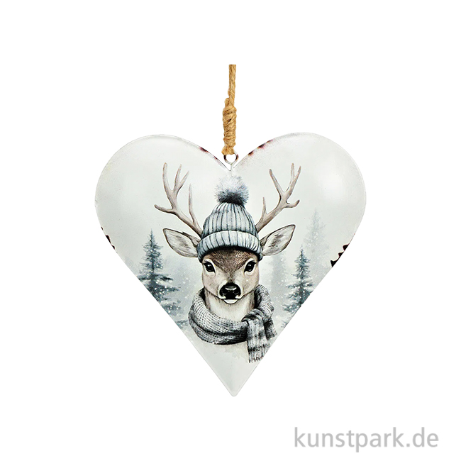 Artikelbild 1 des Artikels “Weihnachtshänger Herz, Hirsch Dekor, Metall, Grau, 15 x 15 x 2 cm “