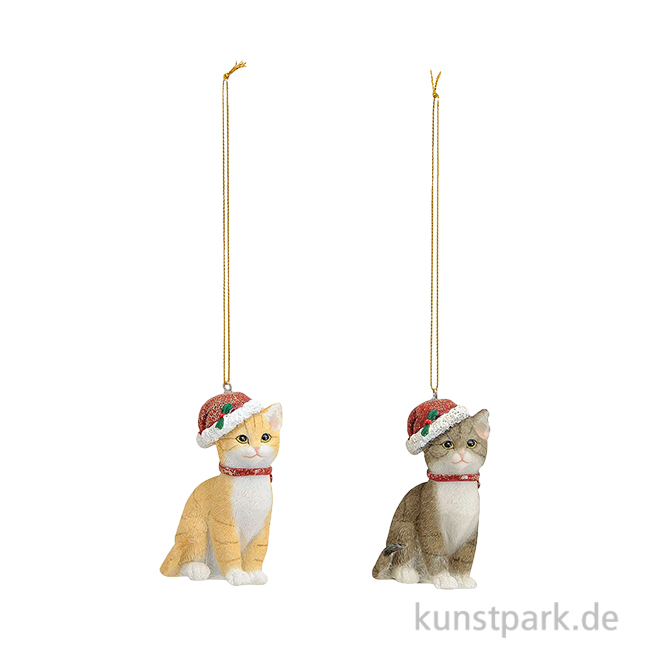 Artikelbild 1 des Artikels “Weihnachtshänger Katze mit Mütze aus Poly, Sortiert, 6 x 9 x 4 cm “