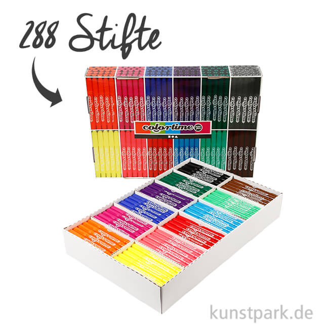 Artikelbild 1 des Artikels “XXL Set - Colortime Fasermaler Basisfarben - 288 Stifte in der Displaybox “