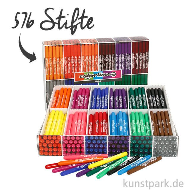 Artikelbild 1 des Artikels “XXL Set - Colortime Fasermaler Basisfarben - 576 Stifte in der Displaybox “