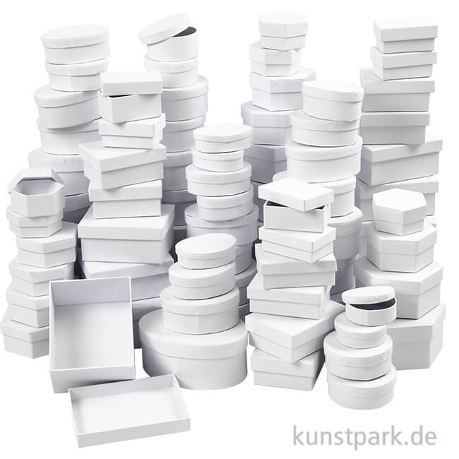 Artikelbild 1 des Artikels “XXL Set - Pappschachteln, weißer Karton, 168 Stück sortiert “