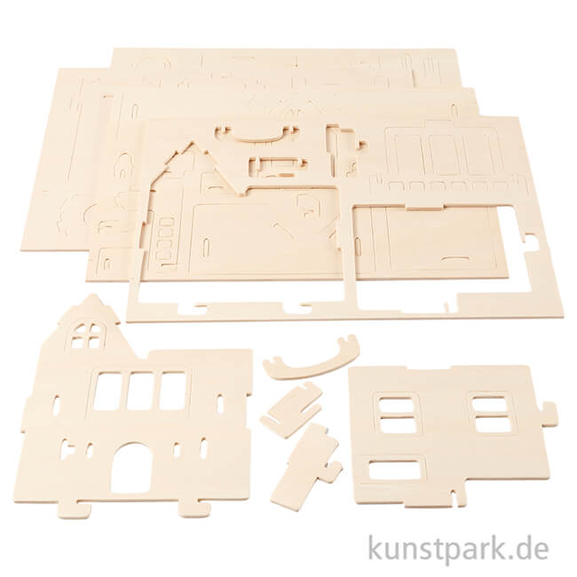 Artikelbild 2 des Artikels “3D-Holzpuzzle Haus mit Balkon, 15,8x17,5x19,5cm “